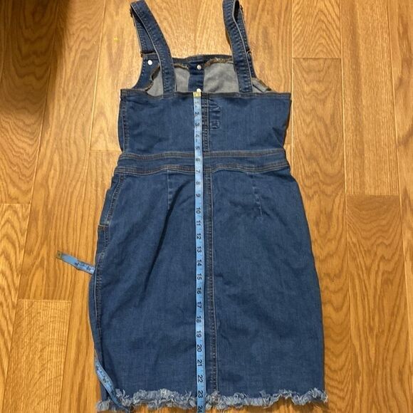 Basic Denim Wax Jeans Women’s Overall Denim Raw Hem Mini  Dress (Size Small) - Picture 9 of 10